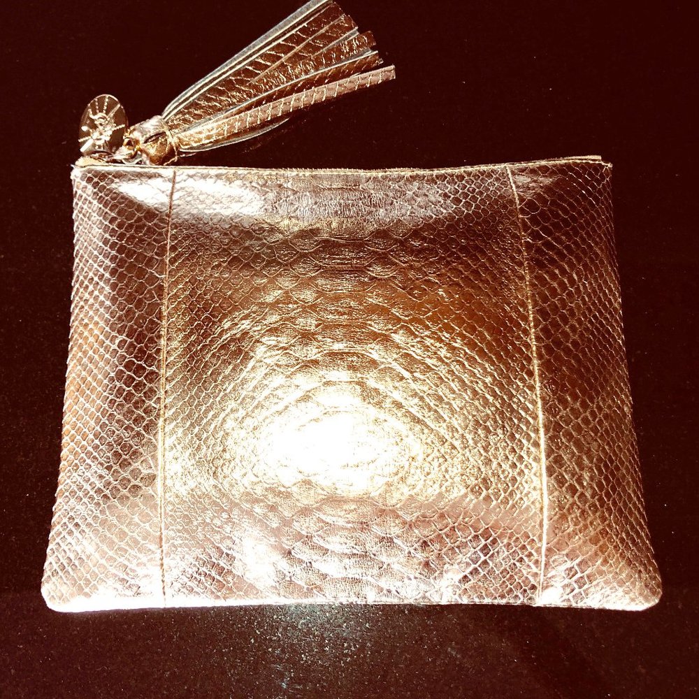 METALLIC GOLD PYTHON CLUTCH